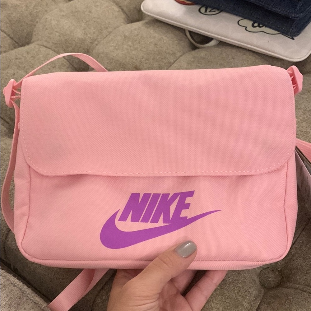 Nike Pink and Purple Crossbody Bag with Flap Closure
